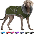 Dogcheer Dog Coat, Waterproof Dog Jacket Reflective Pet Winter Coat with Adjustable Hook & Loop, Christmas Puppy Fleece Jacket Warm Turtleneck Snowsuit for Small Medium Large Dogs - Green, XL