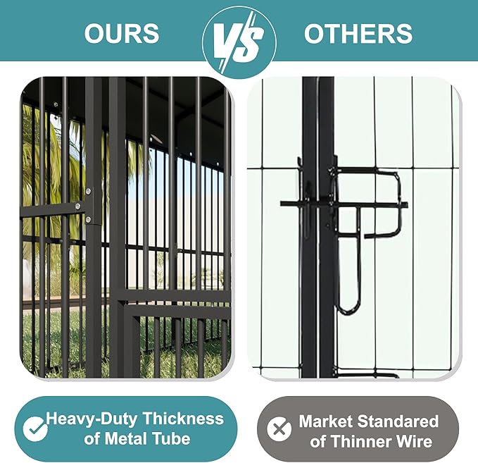 10x20x6 FT Large Dog Kennel, Outdoor Dog Crate with with Triple Safety Locks, Heavy Duty Outside Dog Cage Animal Enclosure with Roof Metal Secure Fence Playpen (118" W x 238" D x 78" H)