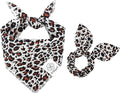 E-Clover Dog Bandanas Boy & Matching Scrunchie Set Leopard Dog Bandana Bibs Washable Kerchief Scarf for Medium Large Dogs & Owner