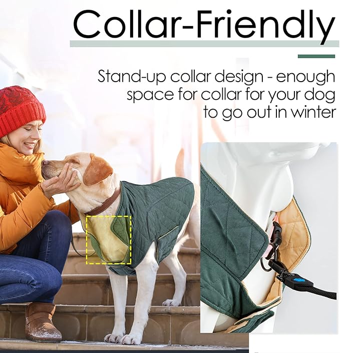 ThinkPet Dog Cold Weather Coats - Cozy Waterproof Windproof Reversible Winter Dog Jacket, Thick Padded Warm Coat Reflective Vest Clothes for Puppy Small Medium Large Dogs