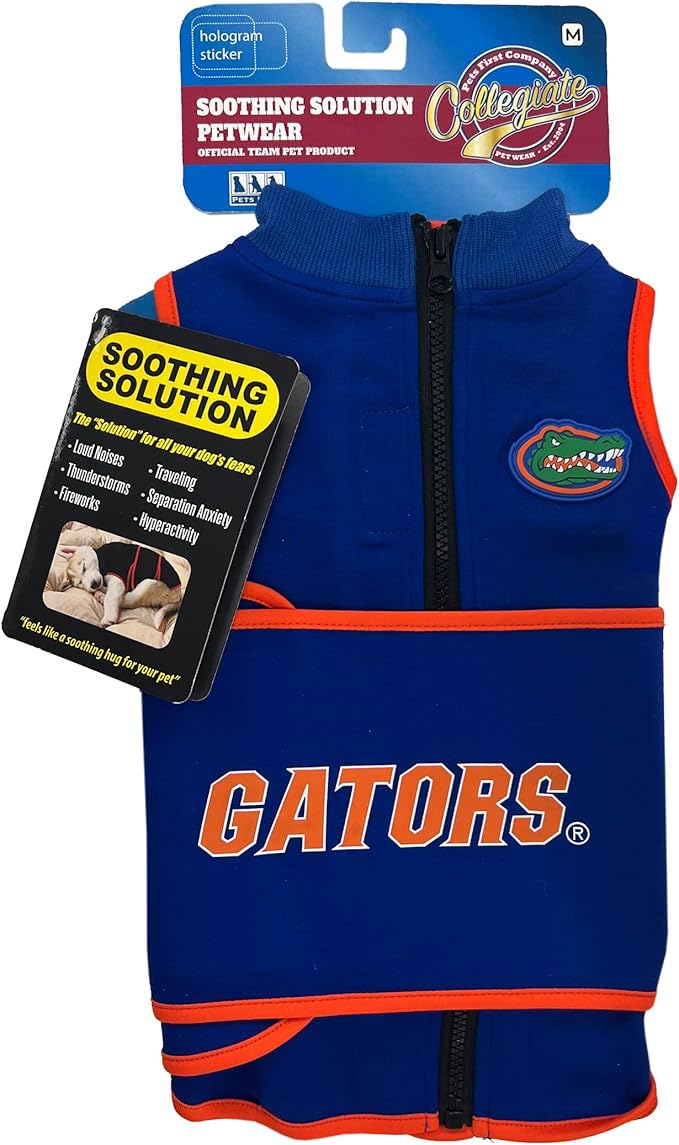 NCAA Florida Gators Dog Anxiety Shirt Calming Soothing Vest, for Dogs & Cats with Anxiety, Fears, Fireworks, Loud Noises, Dark, Lonely Keeps Dogs Calm & Feeling Safe, Relaxing Jacket, X-Small