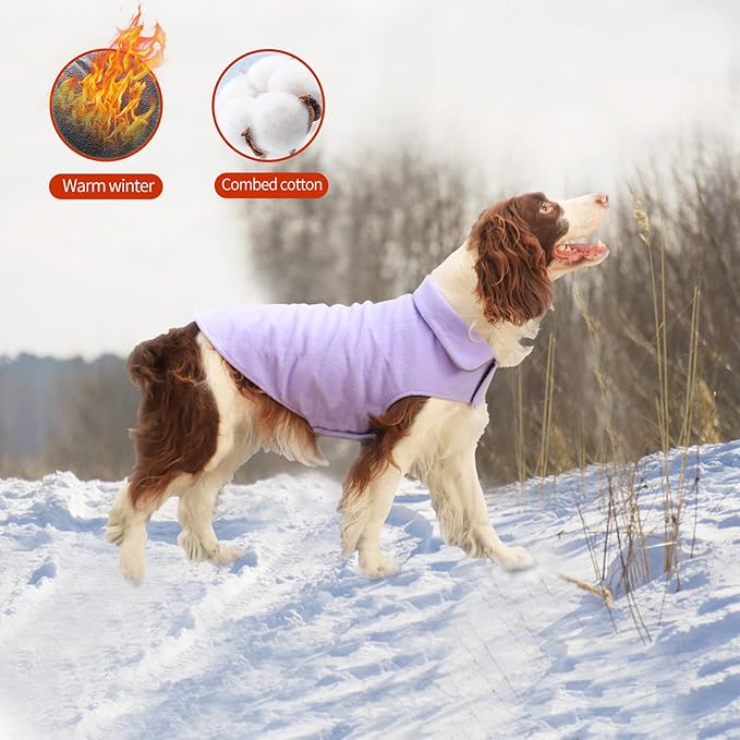 Fleece Dog Coat Winter Pet Jacket Reflective for Cold Weather for Large Medium Small Dogs(Purple,XL)