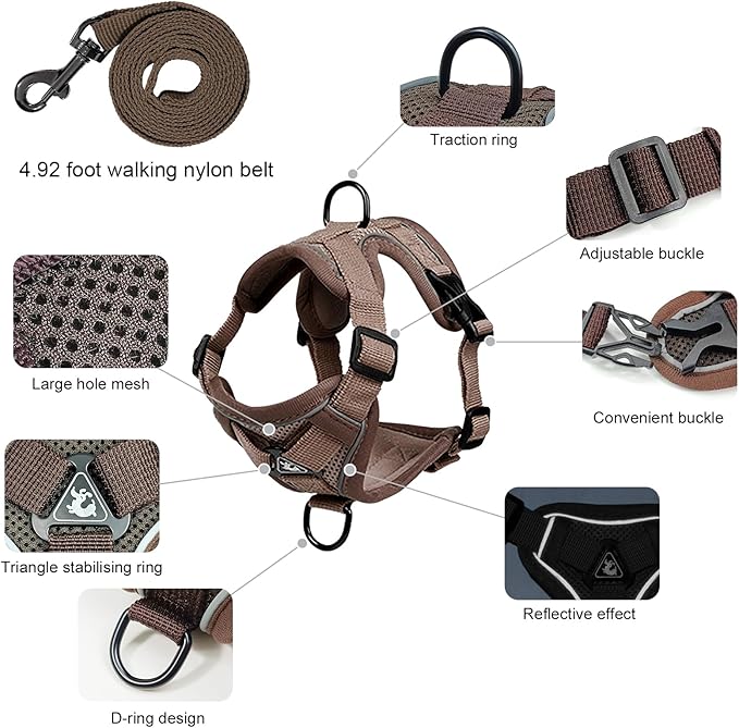 XL Cat Harness Escape Proof for Heavy Cats - Adjustable Vest Leash Set with 4 Buckles, Reflective Breathable Mesh for Extra Large Cats