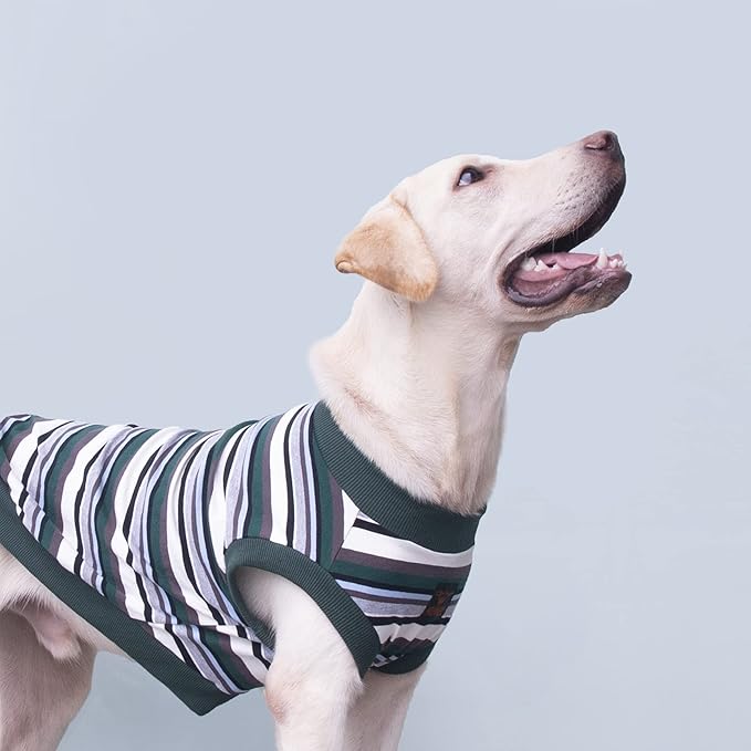 Extra Large Dog T Shirts Clothes Sleeveless Tank Top Vest for Labrador Rottweiler Great Dane, Green, X-Large