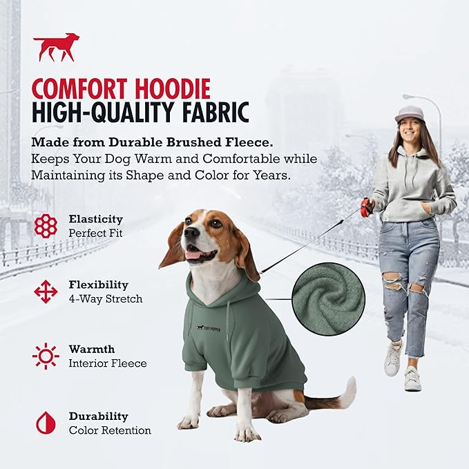 Tuff Pupper Dog Hoodie | Premium Quality 100% Organic Cotton | Ultra Soft Interior for Superior Comfort | Elastic Cuffs & Drawstring for Warmth | Stretch Fit Suitable for All Breeds (Teal, M)