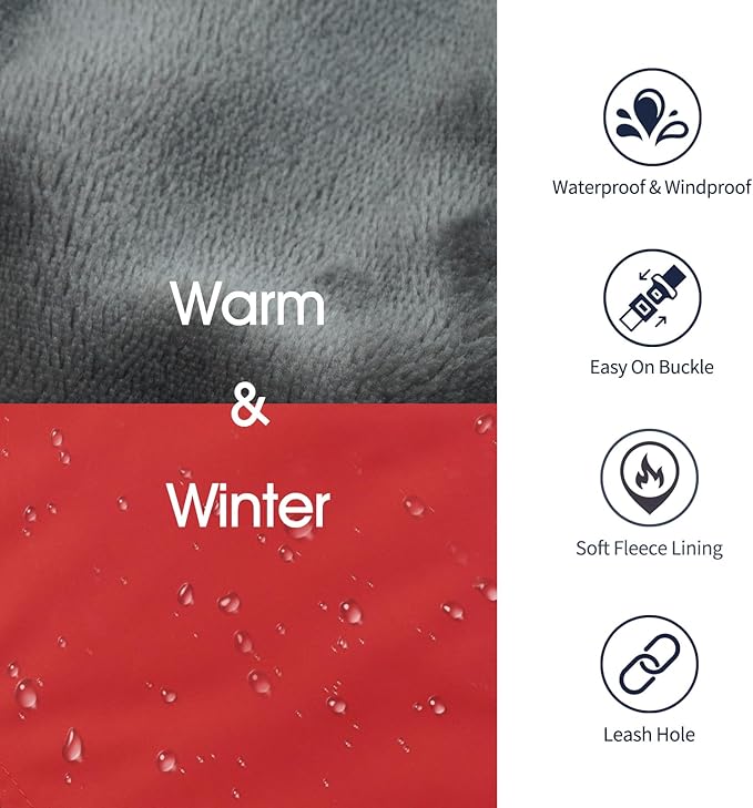 IECOii Extra Warm Dog Coat - Reflective, Adjustable Winter Jacket with Buckle & Turtleneck for Small to Extra Large Dogs