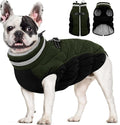 AOFITEE Dog Coat, Warm Dog Jackets for Small Dogs, Dogs Winter Coat with Harness Built in, Reflective Pet Winter Jacket, Waterproof Windproof Puppy Puffer Jacket Fleece Vest, Green XS