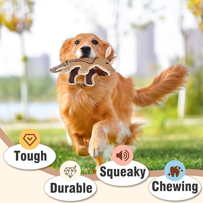 Tough Durable Squeaky Dog Toys for Aggressive chewers Interactive to Keep Them Busy, Funny Plush Dogs Toy for Small Medium Large Chewer Cute Birthday Gift (Armadillo)