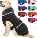 QBLEEV Warm Reflective Dog Jacket, Waterproof Winter Coat With Turtleneck for Cold Weather, Thick Fleece Snowsuit Christmas Vest Pet Apparel for Small Medium Large Dogs XL