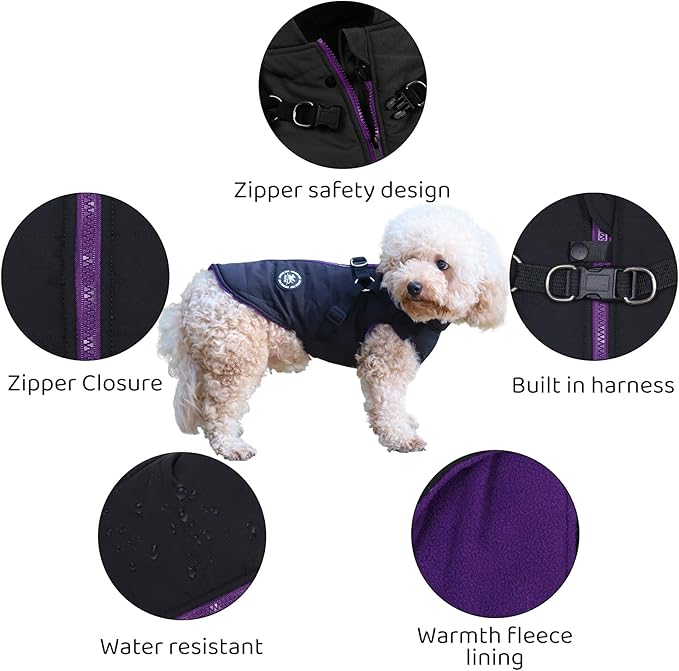 Norbi Dog Coat, Winter Coat with Harness Built in, Adjustable Warm Coats for Small Medium Large Dogs Cold Weather Coats