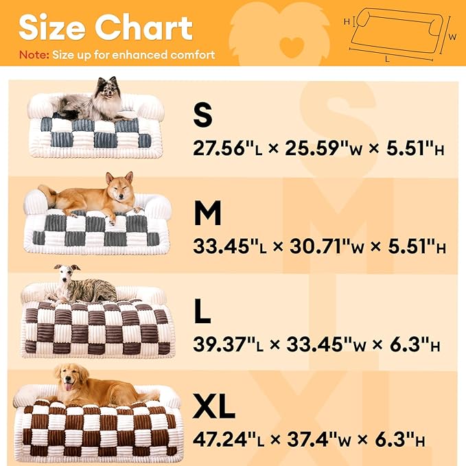 FUNNY FUZZY Couch Cover for Dogs, Loveseat Covers Bed for Large Dogs Cream Plaid Washable Pet Mat for Furniture Protector for Car Seat, X-Large, Black