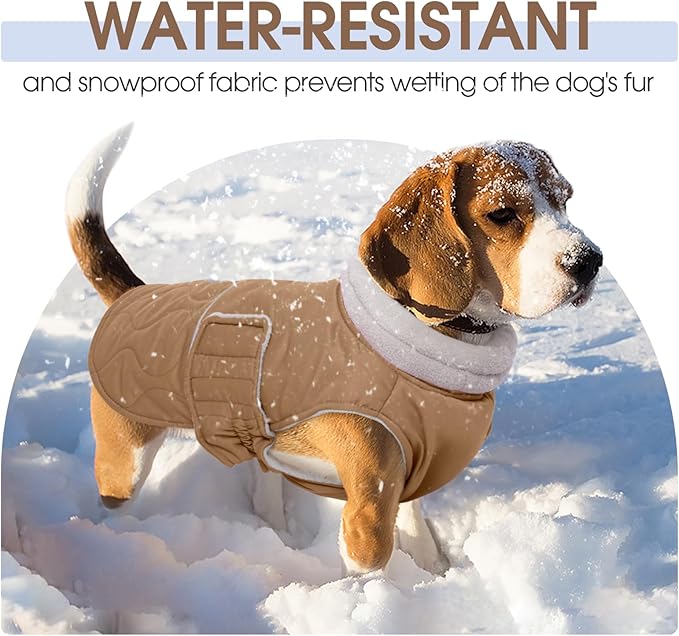 FUAMEY Winter Warm Coat, Fleece Turtleneck Jacket, Thick Waterproof Windproof Cold Weather Snowsuit Vest for Small Medium Large Dogs Pet Clothes
