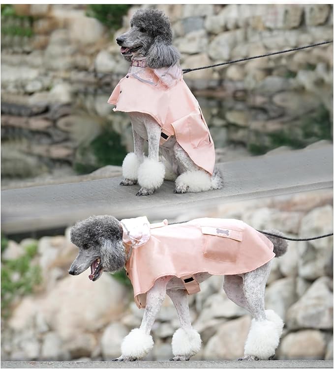 Dog Raincoat Waterproof, Adjustable Reflective Hooded Dog Rain Poncho with Leash Hole for Small Medium Large Dogs (Pink, XX-Large)