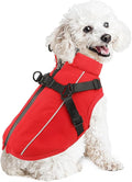 Dog Winter Coat Reflective Water-Resistant Jacket, Fleece Lined Windproof Puppy Coat with Back Zipper & D-Ring, Cold Weather Dog Coats for Small Medium Large Dogs (S, Red)