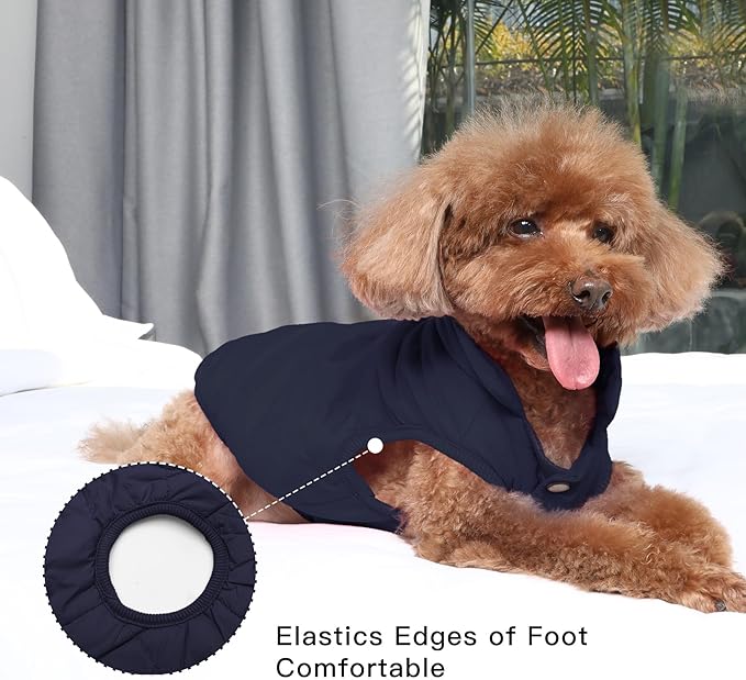 2 Layers Fleece Lined Warm Dog Jacket for Winter Cold Weather,Soft Windproof Large Dog Coat,Blue XXXL