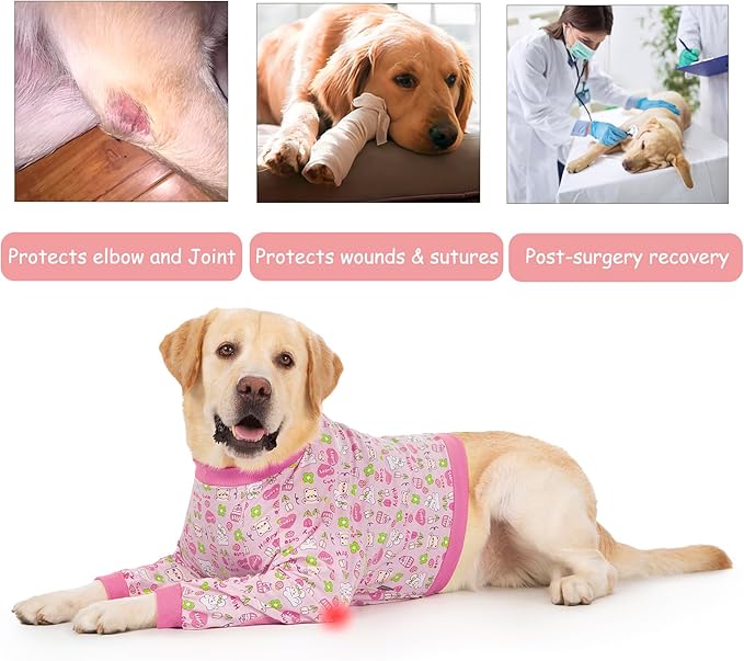 Dog Recovery Shirt for Front Legs, Dog Elbowpads Sleeve Protect Dogs Elbows Arms,Stop Licking Joints After Surgery, Help with Injury Healing Covers The Wound, Cone Alternatives (Pink, 6XL)