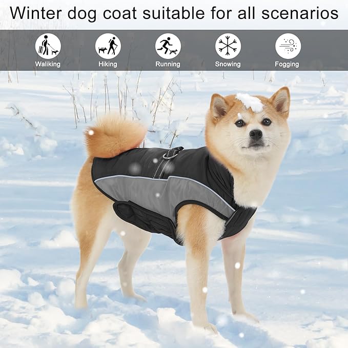 Dog Coat, Water-Resistant Dog Clothes, Warm Fleece Lining Dogs Coats, Winter Windproof Dogs Jackets with Reflective, Pet Vest for Small Medium Large Pets - 1 PCS