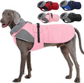 Nanaki Dog Coat Jacket for Large Dogs Winter Waterproof, Warm Fleece Lining Furry Collar Large Dog Jacket with Leash Hole, Reflective Cold Weather Pet Jacket Outdoor Walking Hunting,Easy On Pink 3XL