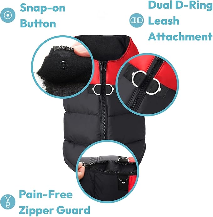 Gooby Padded Vest Dog Jacket - Green, Small - Warm Zip Up Vest Fleece Jacket with Dual D Ring Leash Water Resistant for Small to Medium Dogs