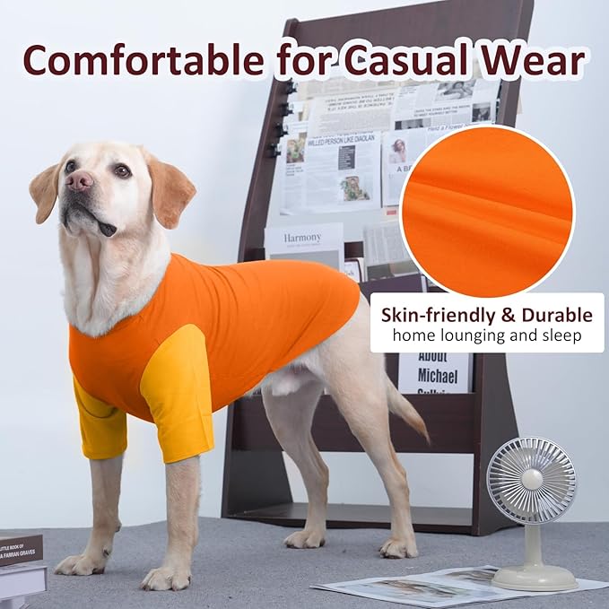2 Pack X-Large Dog Shirts - Breathable Lightweight Durable Tees, Durable Moisture-Wicking Clothes for Beagle, Bullmastiff, Sleeping Hot Summer Day Outdoor Activities, Travel, Seaside, Orange