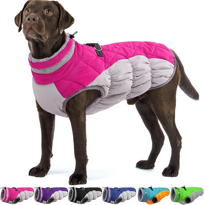 Dog Winter Jacket Cozy Reflective Waterproof Windproof Warm Pet Garment,Comfortable Cold Weather Fleece Apparel Outfits with Zipper Closure for Small Medium Large Dogs Puppy Walking,X-Large