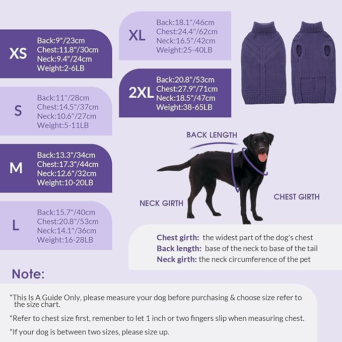 Dog Sweaters for Small Dogs Male Female Pet Knitwear Classic Puppy Warm Pullover Turtleneck Cold Weather Clothes for Yorkie(GrayishBlue, S)
