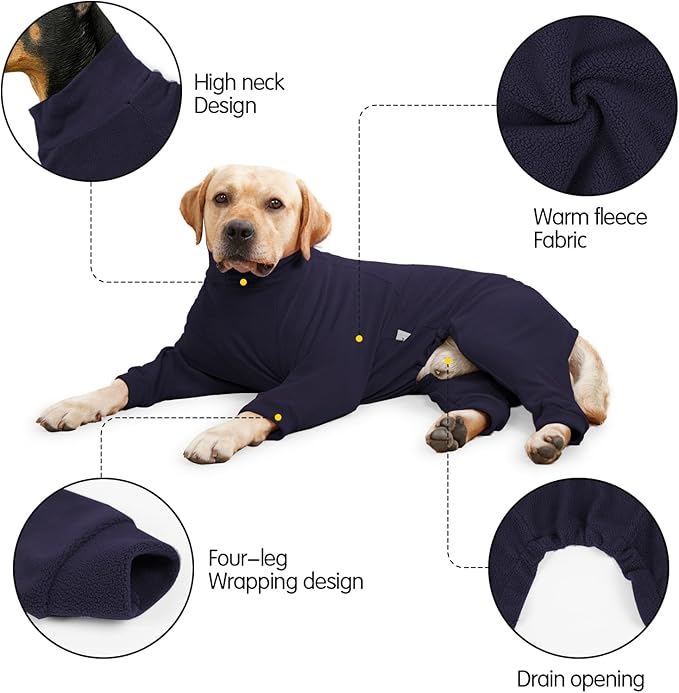 Fleece Dog Sweater for Small Medium Large Dog for Daily Run Walk Sleep Pet Winter Jacket & Windproof Clothes Coat XL Navy Blue