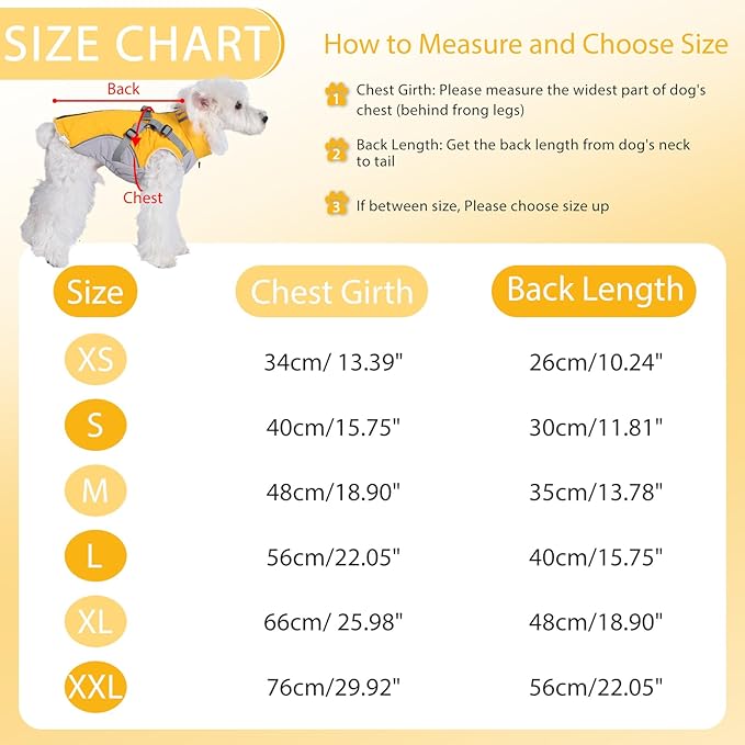 Gyuzh Dog Coat with Harness Dog Jacket Winter Waterproof Dog Coats Dog Harness Coat Cold Weather Winter Dog Coat with Harness Built in for Small Medium Large Dogs