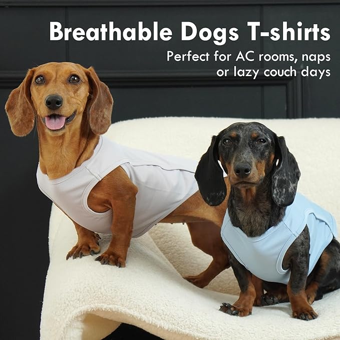 2 Pack Dog Shirt, Quick Dry Cooling Tshirts for Dogs Large, Breathable Durable UPF50+ Summer Clothes, Lightweight Prevent Overheating Vest, Blue+Grey, 3XL