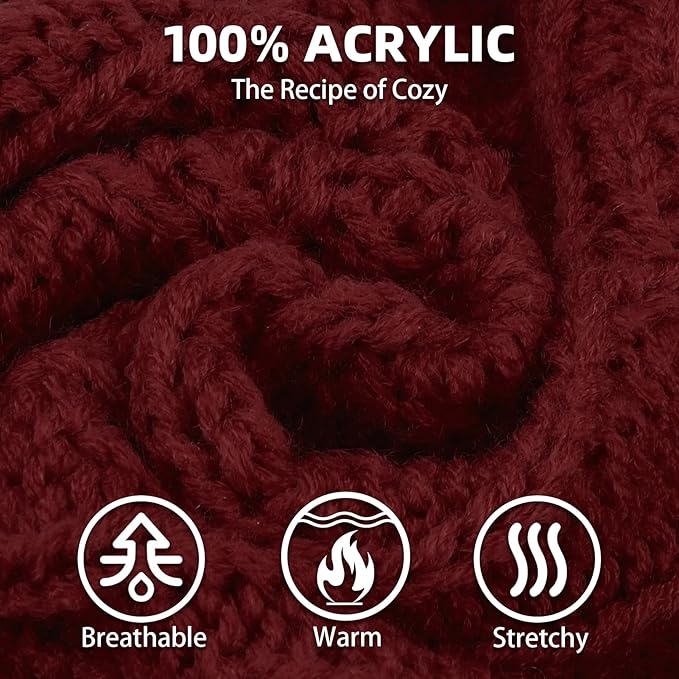 PUPTECK Dog Sweater, Turtleneck Warm Knitted Pullover Coat, Thick Cable Knitwear Clothes in Winter, Pet Apparel Outfits for Small Medium Dogs, for Cold Weather Indoor & Outdoor, Deep Red M