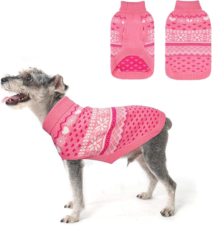 SCENEREAL Dog Sweaters for Small Dogs - Soft, Warm Turtleneck Small Dog Sweater, Ugly Knit Dog Christmas Outfits for Dachshund, Chihuahua, Pug, Yorkie,Winter Pet Clothes Male Female,Pink