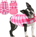 AOFITEE Dog Coat Plaid Dog Winter Coat for Large Dogs, Warm Dogs Jacket Christmas Sweater, Waterproof Pet Puffer Jacket, Reversible Pet Cold Weather Coats for Small Medium Large Pets, Pink XL