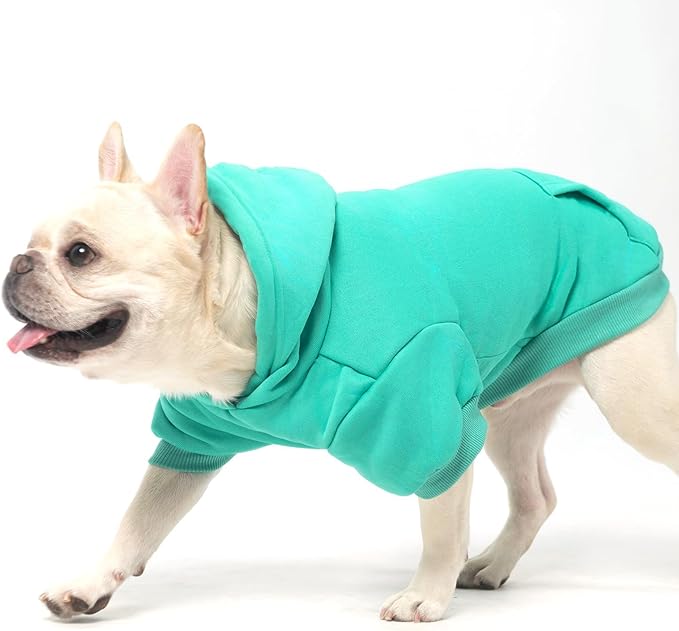 KOOLTAIL Basic Dog Hoodie - Soft and Warm Pet Hoodie Sweater with Leash Hole and Pocket, Dog Winter Coat, Cold Weather Clothes Sweatshirt for Small Medium Large Dogs Puppy Cat Boys Girls Lake Blue L