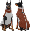 Dog Jackets for Large Dogs, Large Dog Winter Coat, Pet Cold Weather Coats, XXXL Pet Jacket with D-Ring, Waterproof Coat with Back Zipper,Snowsuit Labrador German Shepherd Doberman,Brown,XXXL