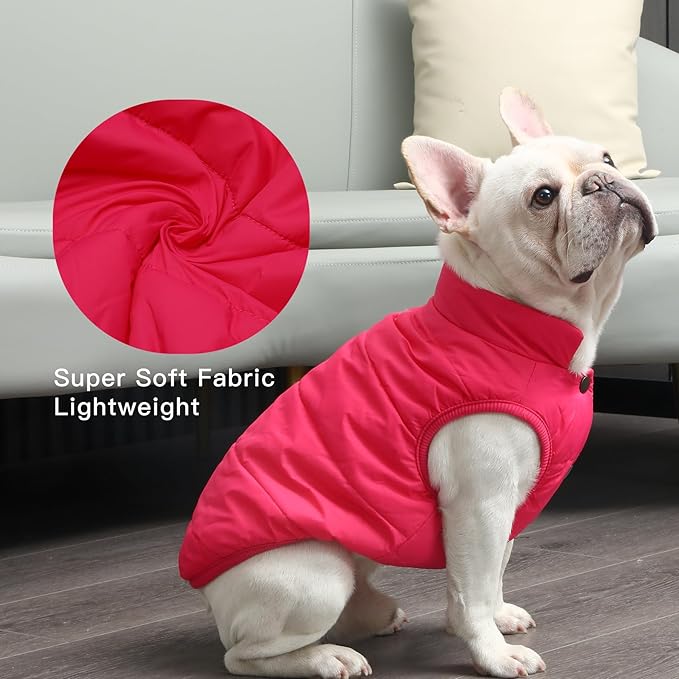 2 Layers Fleece Lined Warm Dog Jacket for Winter Cold Weather,Soft Windproof Medium Dog Coat,Pink XL