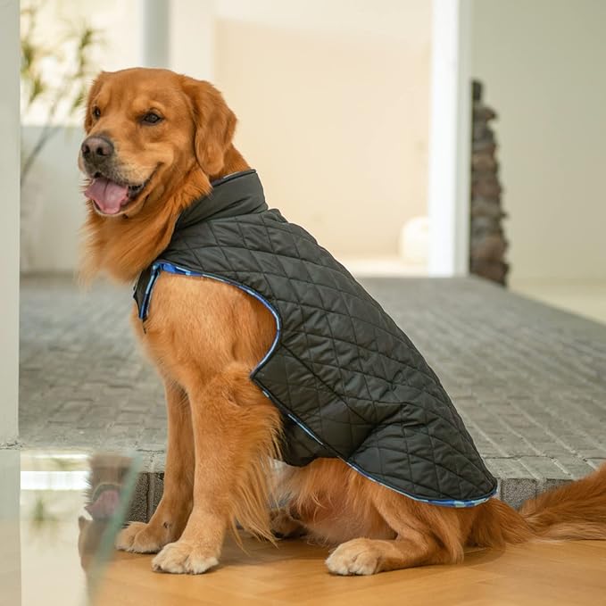 CuteBone Winter Dog Jacket - Reversible, Windproof, Soft & Thick Cold Weather Coats for Small to Large Dogs with Leash Hole