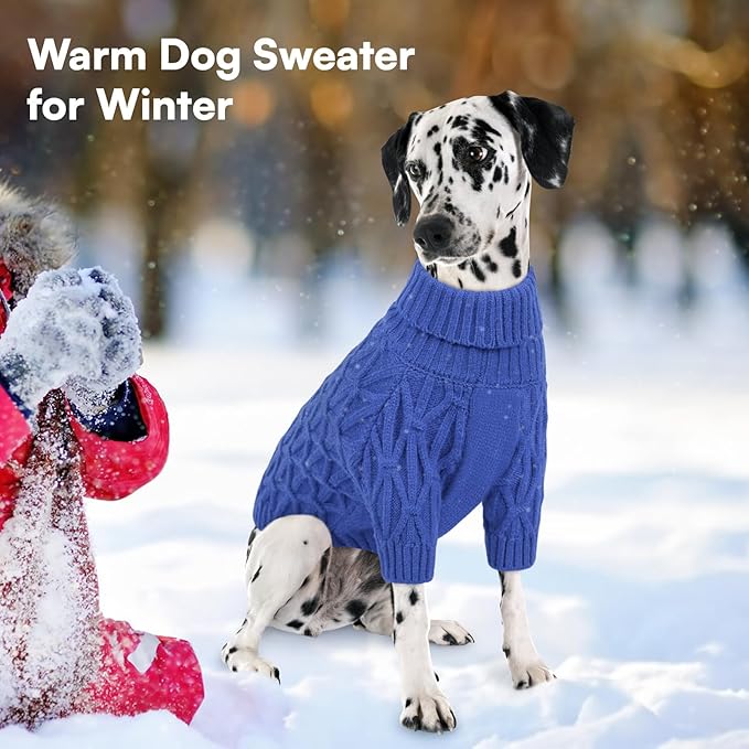 Queenmore Dog Sweaters for Large Dogs Girls Boys,Warm Pullover Extra Large Dog Sweater,Dogs Christmas Sweaters,Classic Turtleneck Thick Clothes for Extra Large Pets, Pitbull, Boxer(Royal Blue,XL)