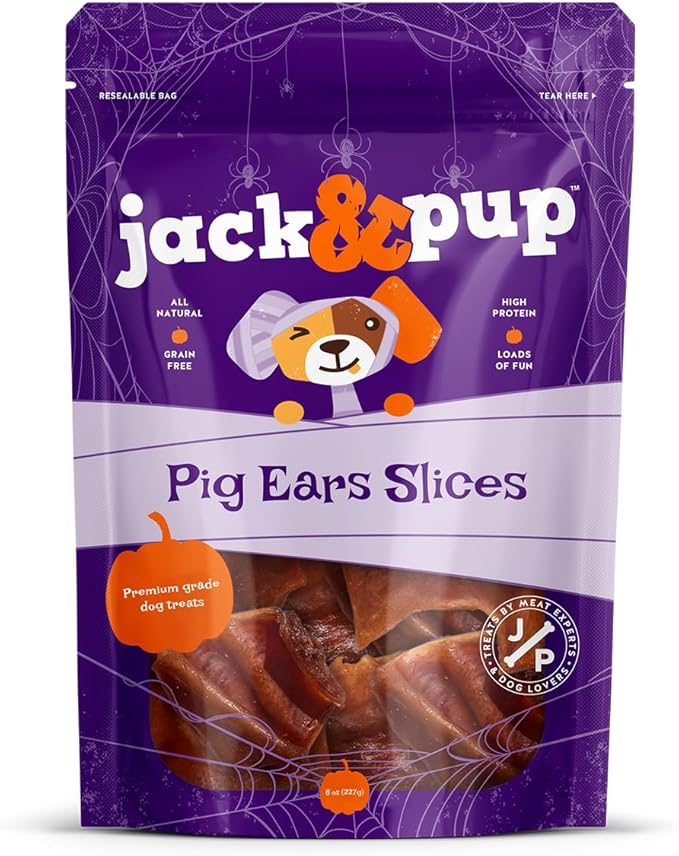 Jack & Pup Pig Ears Slivers (1lb) - Premium Natural Dog Chews, Pork Pig Ears, Healthy Dog Treats, Odor Free, Excellent Rawhide Alternative