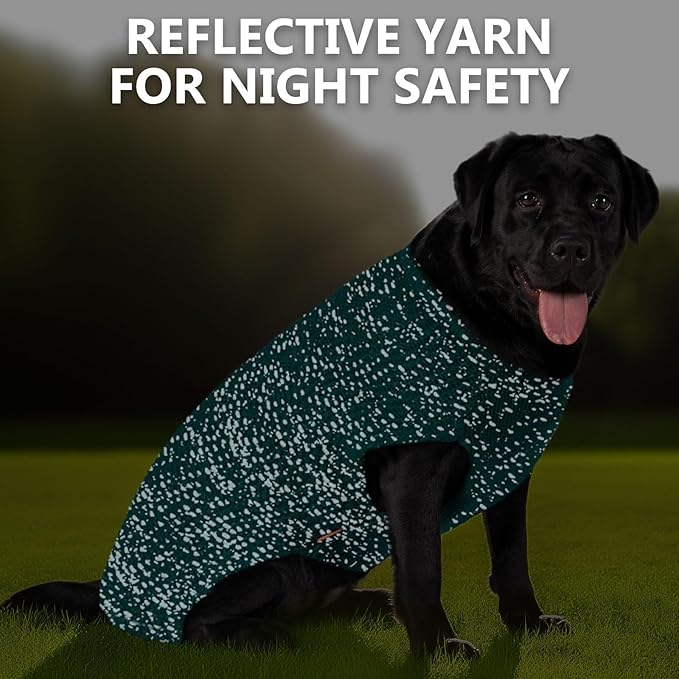 KYEESE Dog Christmas Sweater with Leash Hole for Small Dogs Male Warm Pullover with Reflective Thread Soft Knitwear Boy Dog Clothes Cozy Lightweight Thick Sweater Pet Indoor Outdoor Wear,Green,X-Small