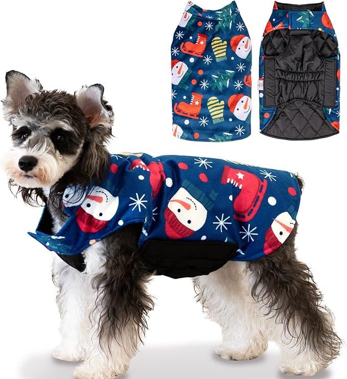 CuteBone Winter Coat, Reversible Dog Jacket & Vest, Thick Soft Dog Coats for Small to Large Dogs, Windproof and Waterproof, with Leash Hole