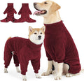 Dog Winter Coat, Warm Fleece Dog Jacket, Windproof Pullover Jumpsuit, Full Body Pet Pajamas Onesie, Cold Weather Clothes for Medium Large Dog(Small,Red)