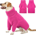 Queenmore XXL Dog Sweater, Dog Sweaters for Large Dogs Girl or Boy, Dog Christmas Sweaters XXL, Winter Big Dog Sweatshirt Knitwear, Pet Chunky Warm Coat for Small Medium Size Dogs, Fuchsia XXL