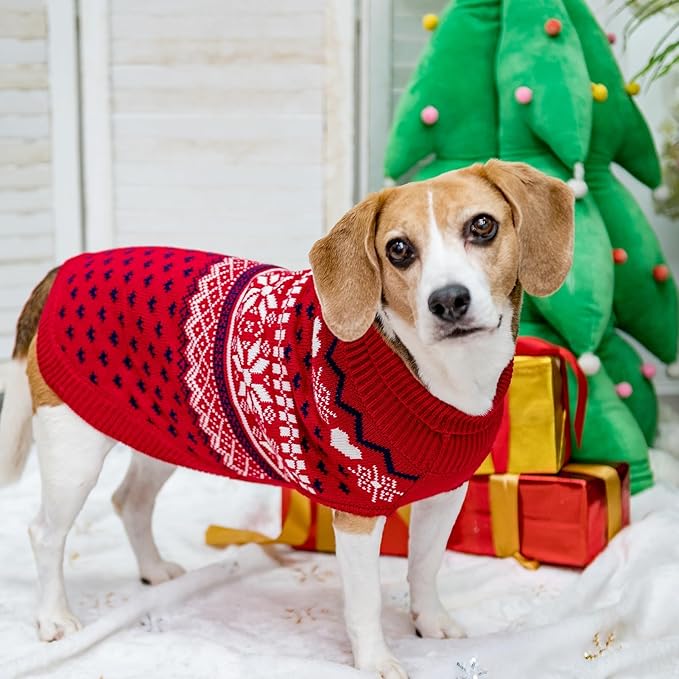 SCENEREAL Dog Sweaters for Small Medium Dogs - Soft, Warm Turtleneck Small Dog Sweater, Ugly Knit Dog Christmas Outfits for Dachshund, Chihuahua, Pug, Yorkie,Winter Pet Clothes Male Female