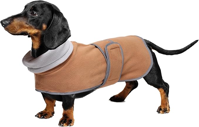 Geyecete Dachshund Sweaters for Dogs Jacket,Dachshund Coat Perfect Dog Winter Coat with Padded Fleece Lining,high Collar,Dog Snowsuit-Brown-S