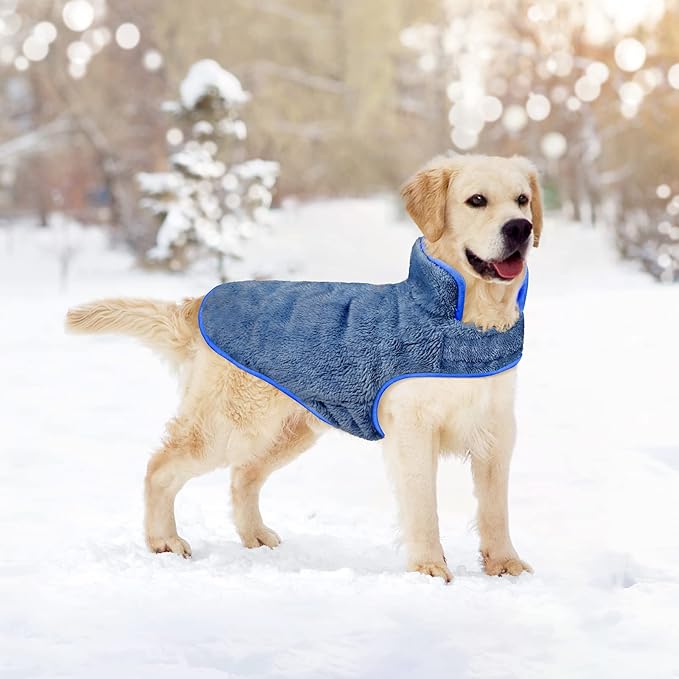 Malier Dog Winter Coat, Reversible Fleece Dog Cold Weather Coats, Windproof Warm Snow Puppy Jacket Vest Pet Clothes for Small Medium Large Dogs (Blue, Medium)
