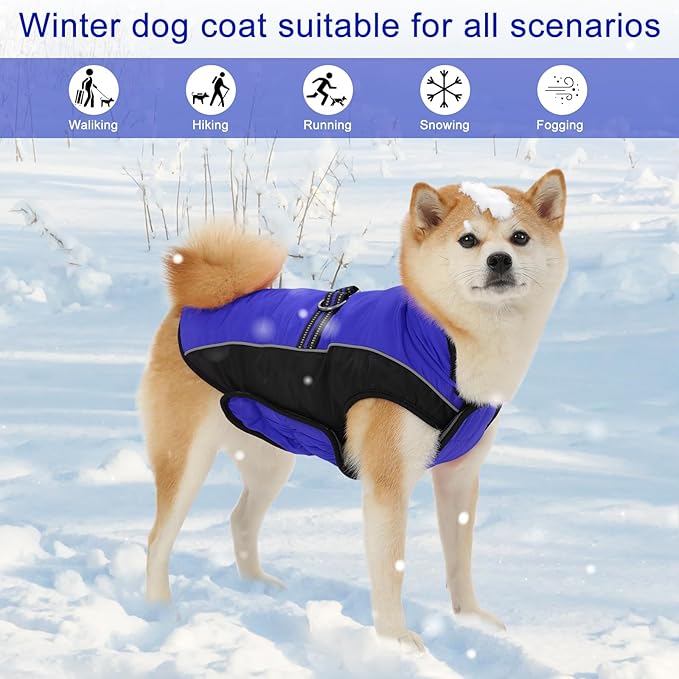 Dog Coat, Water-Resistant Dog Clothes, Warm Fleece Lining Dogs Coats, Winter Windproof Dogs Jackets with Reflective, Pet Vest for Small Medium Large Pets - 1 PCS