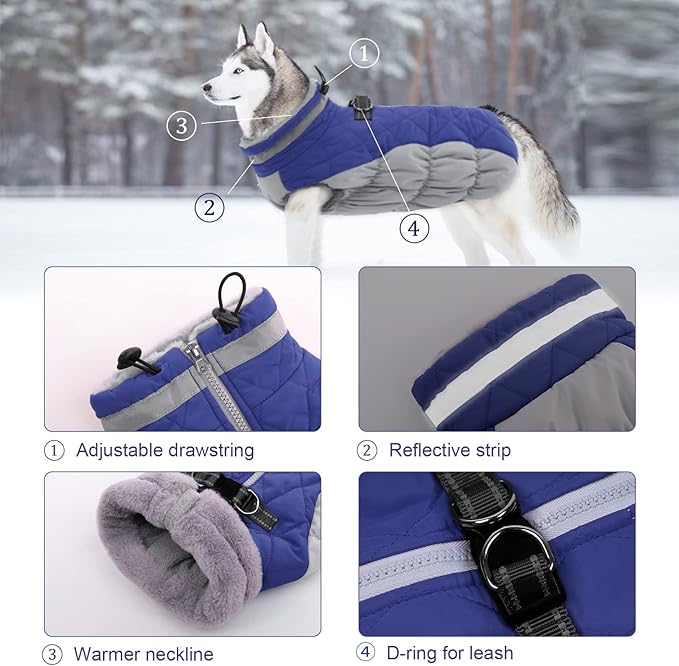 Lelepet Dog Coat Warm Dog Winter Coat Waterproof Dogs Jacket with Harness Built in Reflective Pet Fleece Vest Zip-Up Cold Weather Coats for Extra Large Dogs Turtleneck & Windproof Coats Great Dane 3XL