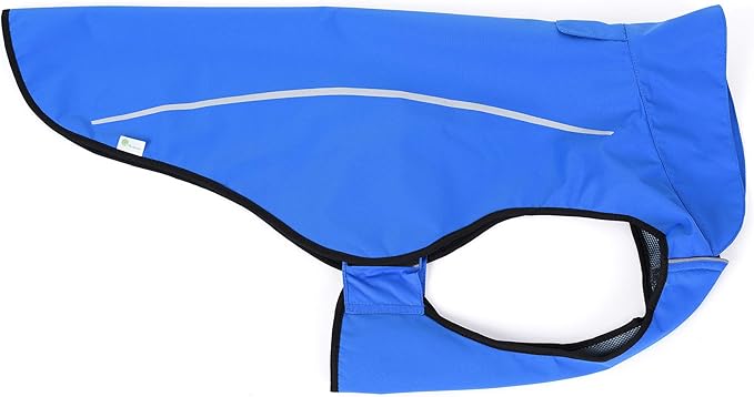 Mile High Life Dog Raincoat, Adjustable Waterproof Reflective Rain Jacket for Small Medium Large Dogs, Lightweight Breathable Pet Rain Coat with Leash Hole(Blue,M Chest 26-32")