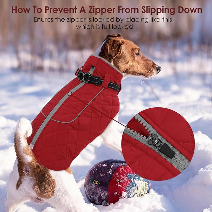 AOFITEE Coat for Extra Large Dogs, Warm Turtleneck Dog Winter Jacket with Back Zipper, Waterproof Dog Puffer Jacket for Large Dogs, XL Pet Coat Warm Snowsuit for Corgi, Border Collie, Beagle