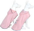 MAMORE Dog Raincoat Reversible,Waterproof Dog Rain Coat Hooded Slicker Poncho with Reflective Strip, Plaid Double Layer Rain Jacket for Small Medium Large Dogs (Pink, Large)